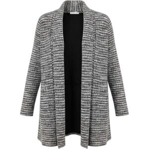89th + Madison Cardigan Black White Textured Open Front Women Large